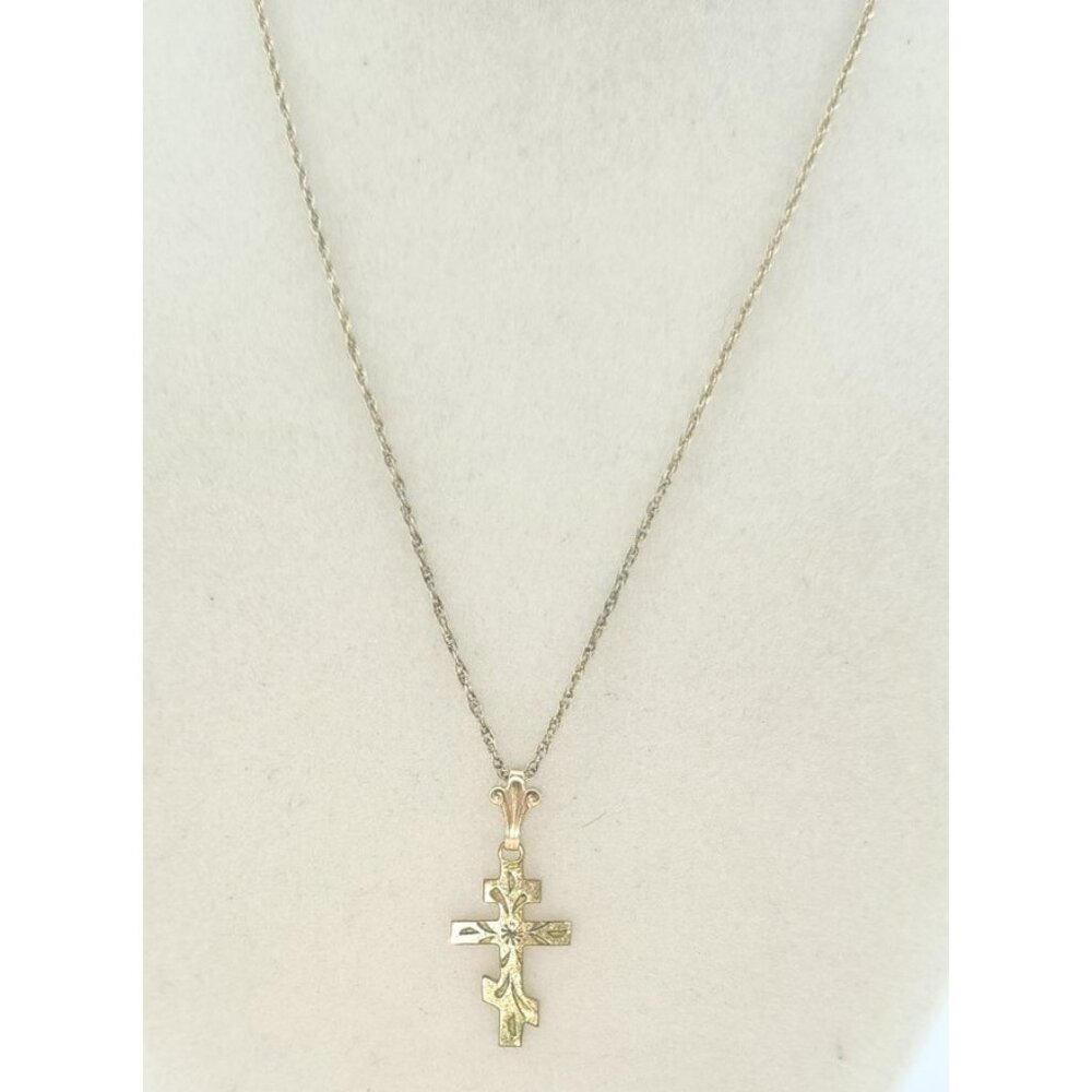 Gold Toned N/C 925 Necklace Chain With St. Andrew Cross Pendant 1/20 12K GF CT